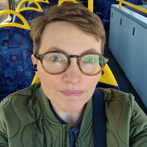 Photo of Clare on bus